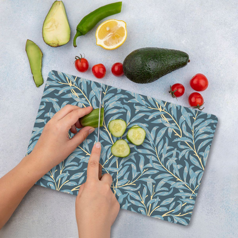 Flourish Premium Tempered Glass Cutting Board, 9.8 x 13.8 inches | 100% Antibacterial, Easy Clean, Non-Slip Silicone Feet | Durable Kitchen Essential for Safe Food Preparation, Stylish and Functional Design