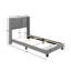 1pièce pour lit simple à oreilles, tissu gris en polyester, capitonnage à boutons, garniture cloutée, style campagne française-1139138651-1139138650