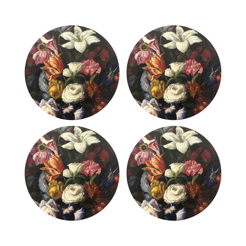 Guerlin Splendor Vegan Leather Round Coasters