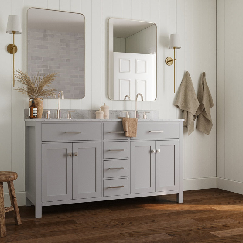 Ensemble de meuble-lavabo double 61 po Aberdeenshire, gris
