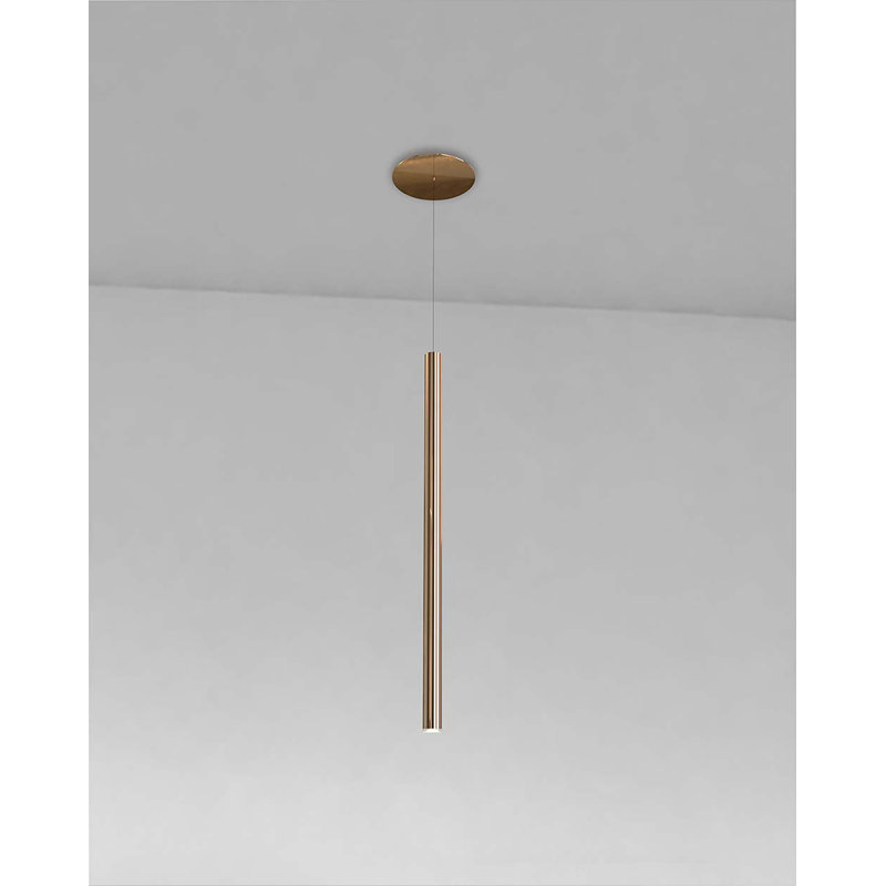 Lungo Pendant, Rose Copper, 1.6"W x 35.4"H
