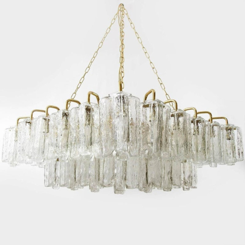 Lustre suspendu Venetian Light Granada, Transparent, 22 po de longueur x 22 po de profondeur x 48 po de, Or brossé