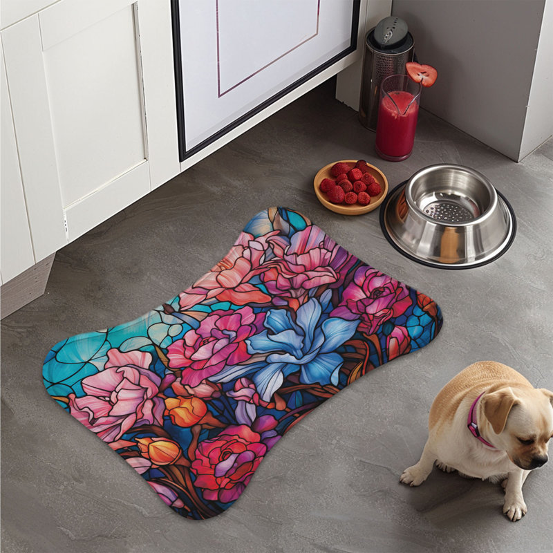 Art floral teinté - 1 tapis d'alimentation en forme d'os, 18"