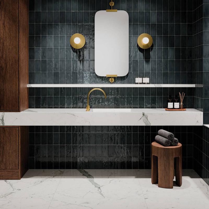 Marin 2.5" X 5" Ceramic Wall Tile, Dark Gray