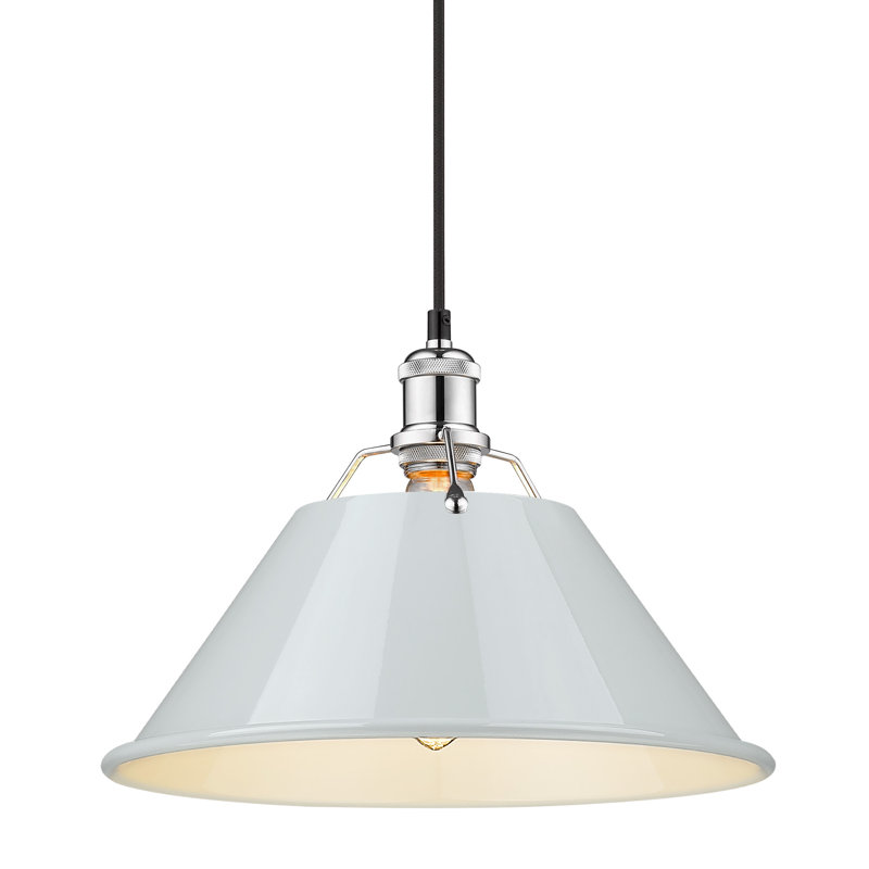 Luminaire suspendu conique à 1 lumière Weatherford, Bleu sombre, Chrome, H 131,5 po x l 14 po x P 14 po