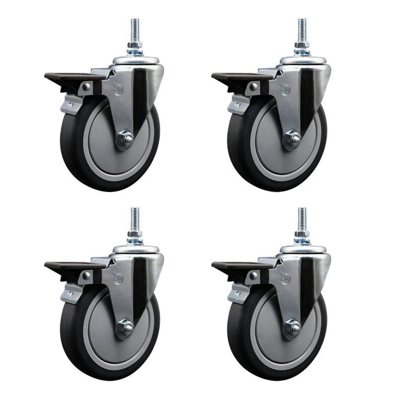 Rubber 12MM Threaded Stem Caster with Brake