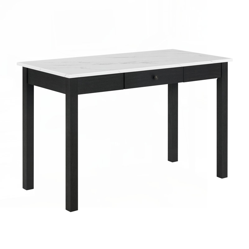 1pc blanc faux marbre bureau élégant base noire superbe tiroir de rangement en bois meubles de bureau à domicile blanc noir