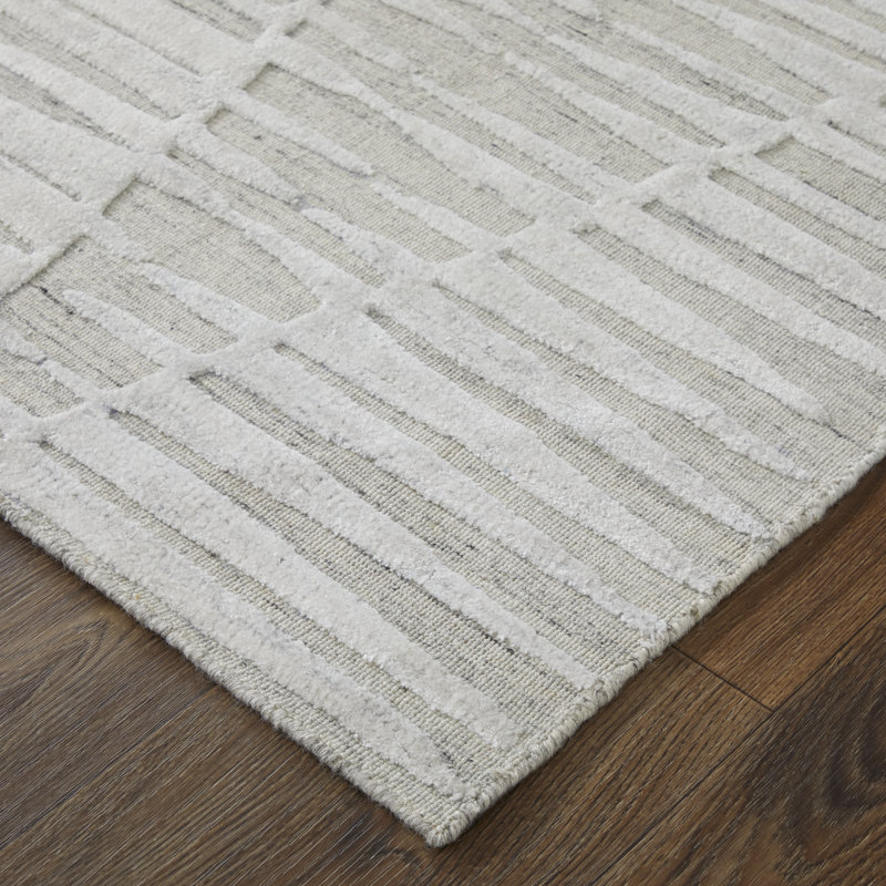 Elias Modern Geometric Ivory Area Rug, Rectangle 3'6" x 5'6"