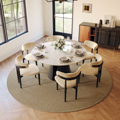 Modern 5/7 Pieces Dining Room Sets, Pre-Assembly Rectangular Dining Table Sets, Sintered Stone Tabletop Kitchen Dining Table Set With Upholstered Chairs