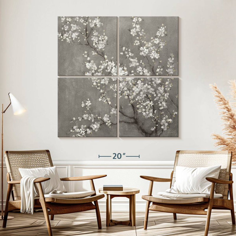 Harnek White Cherry Blossoms II On Grey