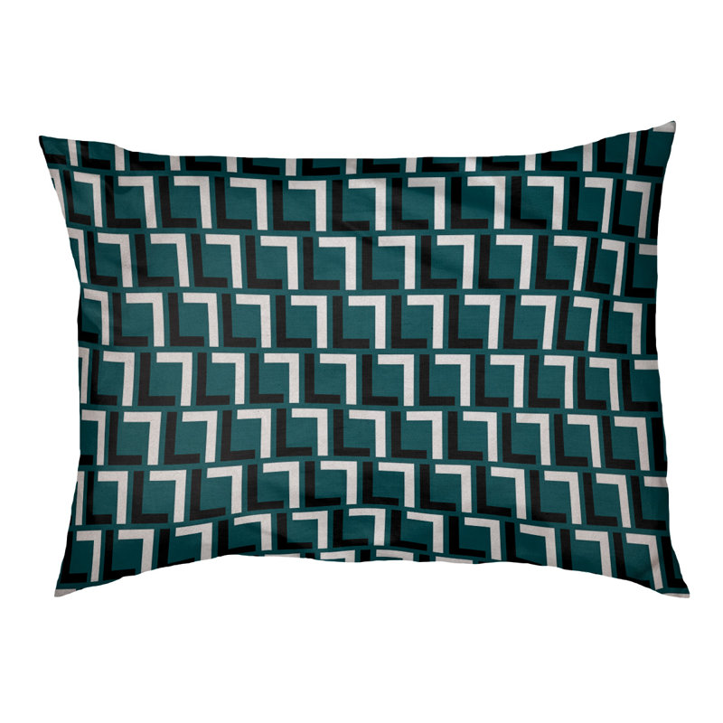Coussin d'extérieur pour chien Tuileries, Très grand (l 40 po x P 50 po x H 6 po), Vert minuit / noir / blanc