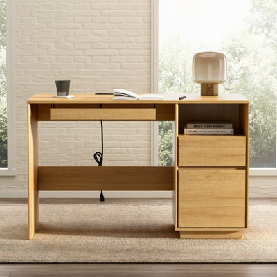 47" Farmhouse Office Desk W/ Power Outlet & Storage by Ebern Designs