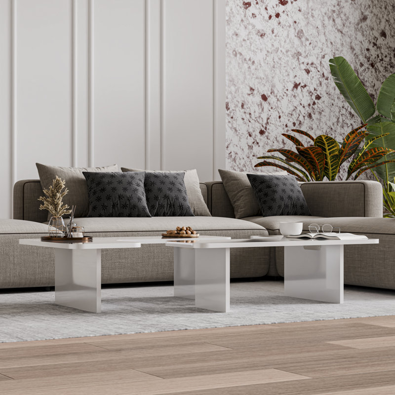 Toro 2 Pieces of Coffee Table, White