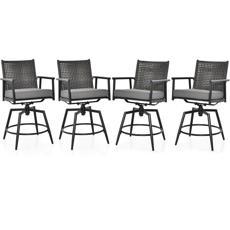 Jeilynn Metal Outdoor 25.5'' Counter Stool with Cushion