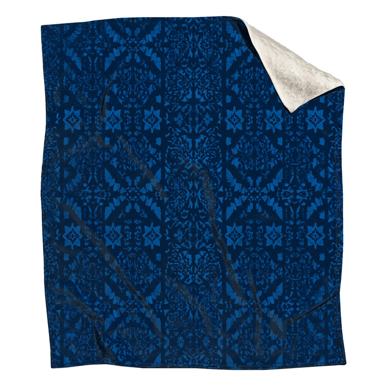 Couvertures bleues à motif orné, L 50 po x H 60 po