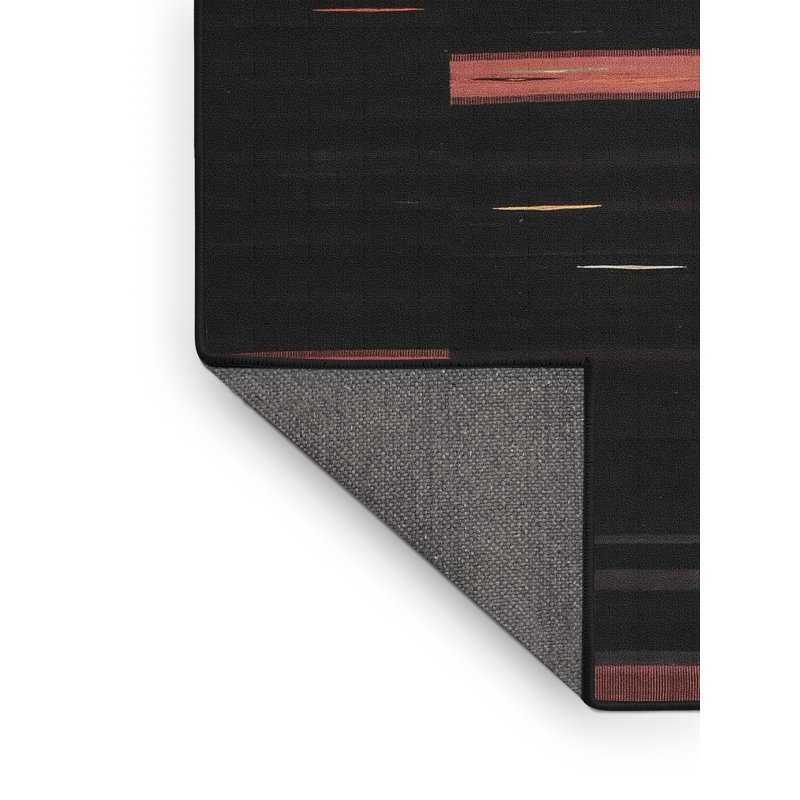 Tapis de zone noir/orange contemporain, Rectangle 4 pi x 6 pi