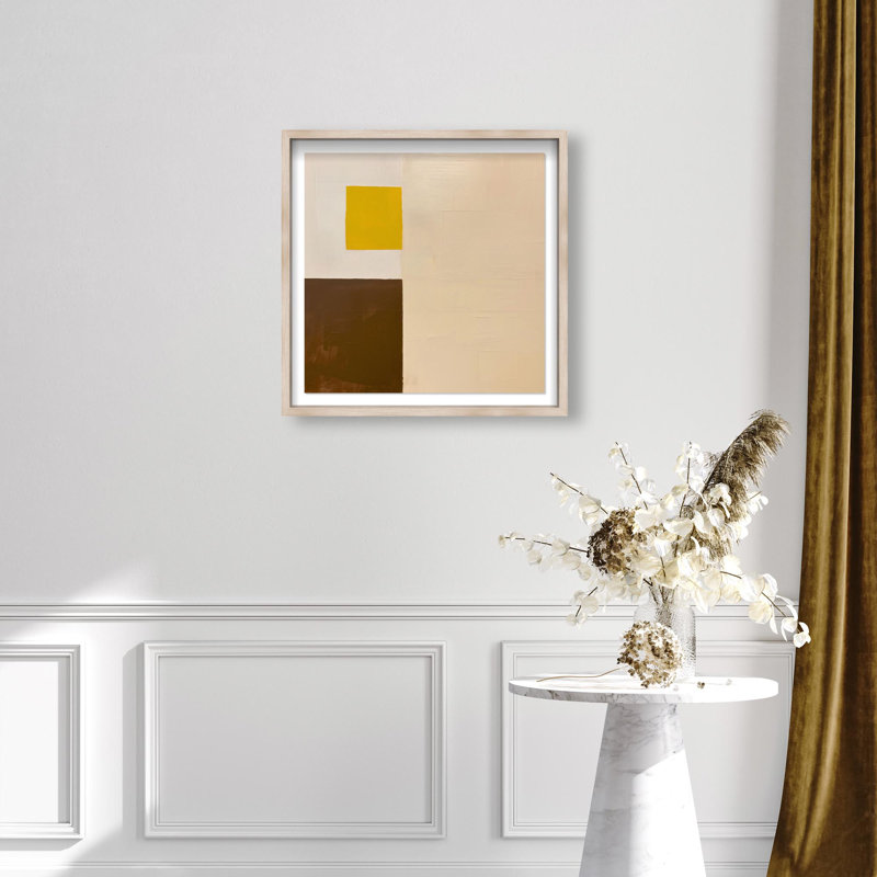 Oliver Gal Desert Cubism I Abstract - Luxury Shadowbox Framed Wall Art, 26" H x 26" W, Cream