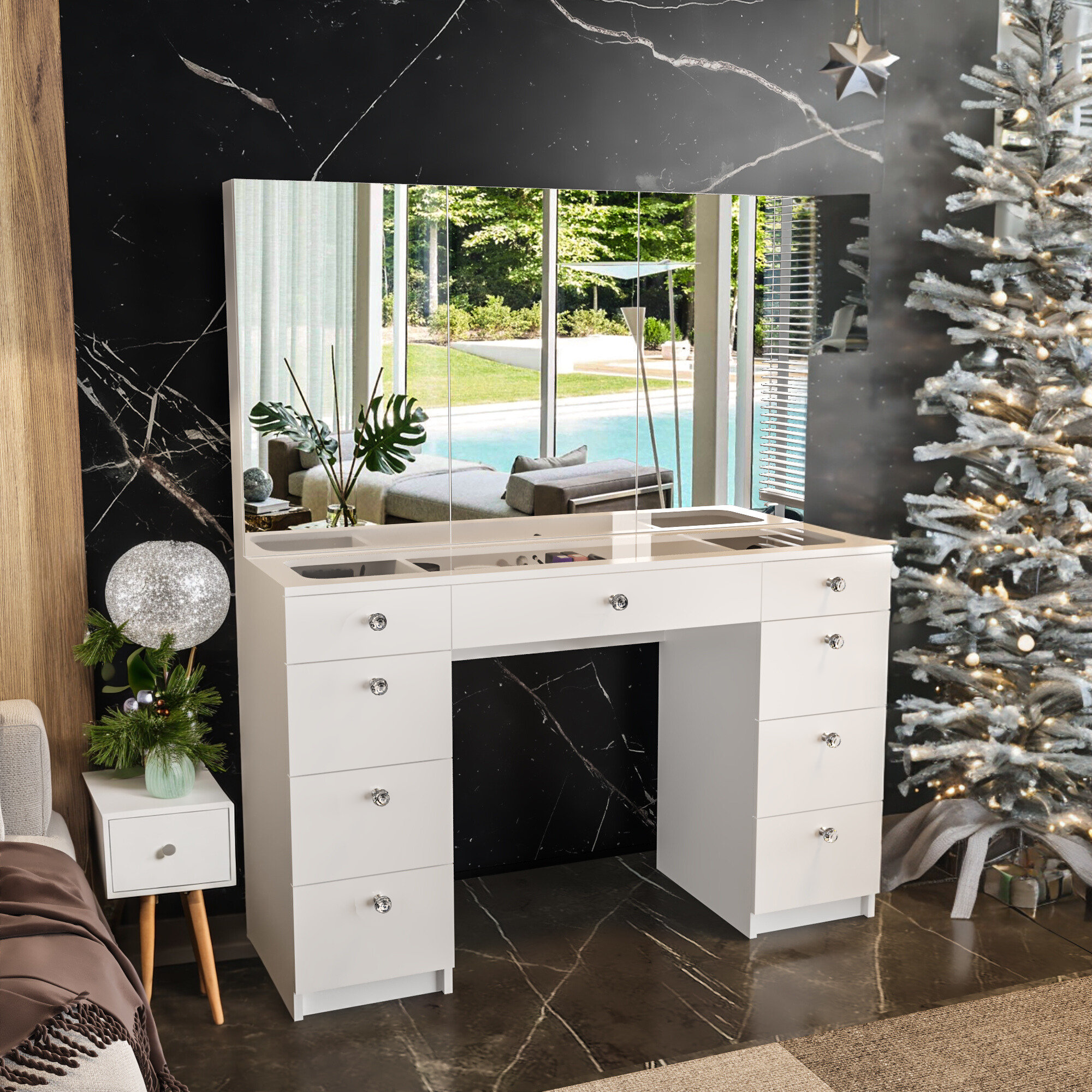 Latitude Run® Kialen Vanity with 3 Mirrors and 5 Drawers & Reviews