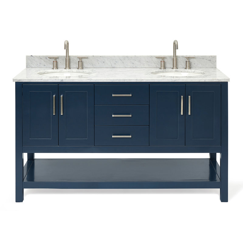 Magnolia Bath Vanity Rectangular Basin S073DCW2R, Oval, Midnight Blue, 61"