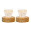 Lampe de bureau rustique rechargeable avec cristal à facettes et intensité variable, forme tulipe, sans fil, fini bois naturel (lot de 2)