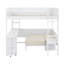 Modern Loft Bed Setup with Workstation, Bedside Shelf, Seating Sofa, and Lighting Element-127933082