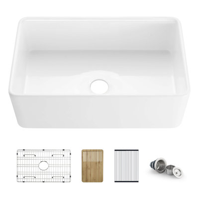 Évier de cuisine à cuve simple en argile réfractaire simple 30 "Pure