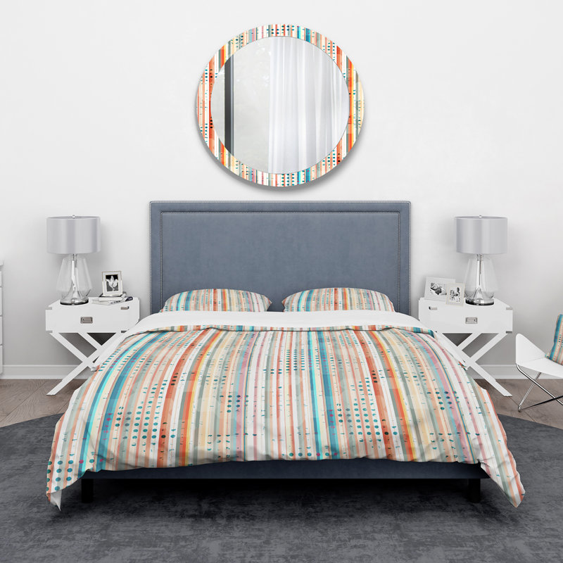 Grunge Line - Modern Striped Duvet Cover Set - Microfiber Polyester, Full/Queen Duvet Cover + 2 Shams