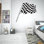 Drapeau à damier, course, drapeau, adhésif mural en vinyle, décoration intérieure, autocollant, voiture de course, garçon, coureur, chambre d'enfant, fini, drapeau, art mural, 266LU
