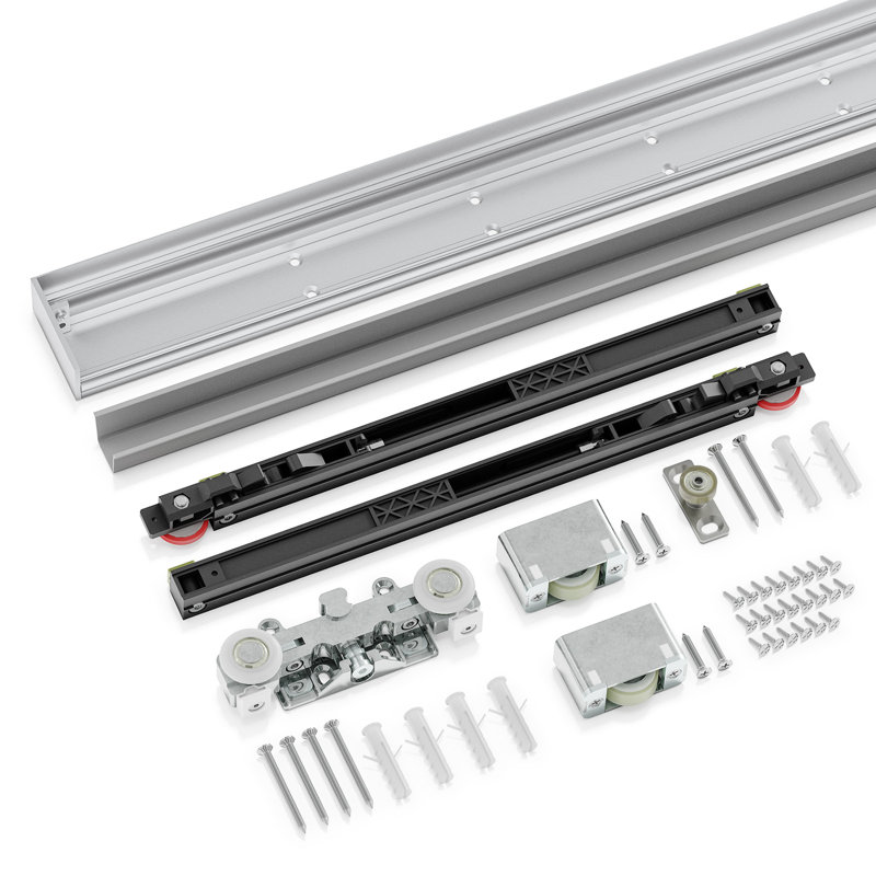 Concealed Sliding Barn Door Hardware Apply For 32-48'' Door, Aluminum Wall Mount System (Door Not Included)