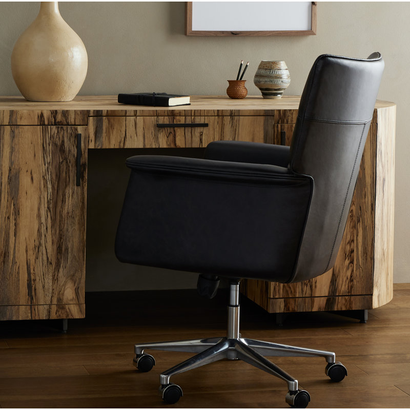 Humphrey Leather Swivel Office Chair, Sonoma Black Genuine Leather
