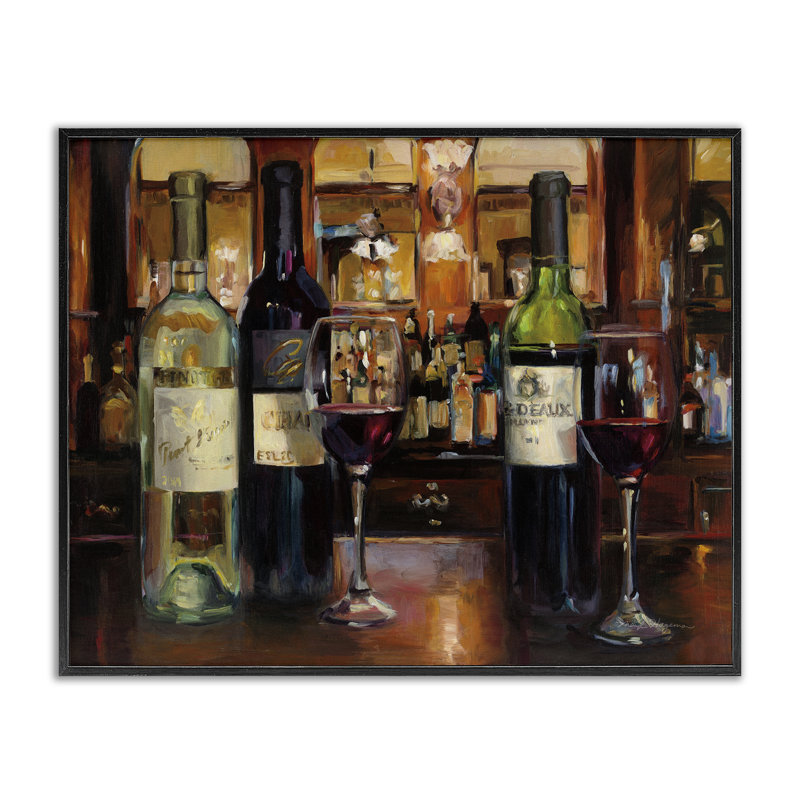 «Reflection of Wine Bottles», art de la giclée encadrée par Marilyn Hageman, Giclée encadrée noir minuit, H 16 po x l 20 po