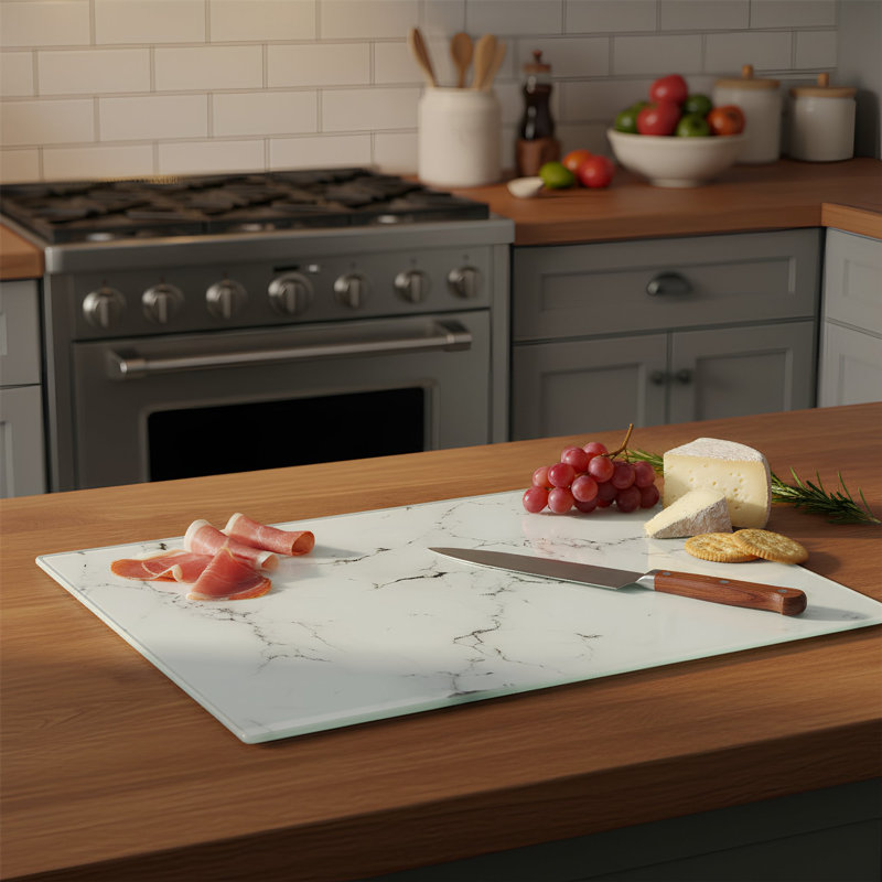 Harbour Housewares - Rectangular Glass Chopping Board, 40 W cm x 30 L cm