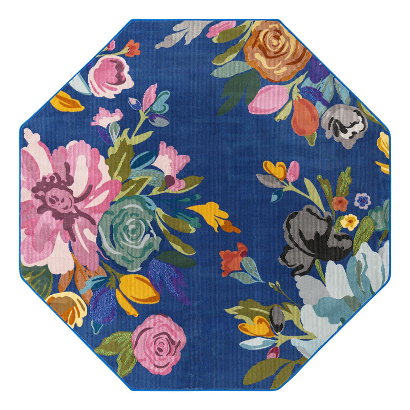 Tapis bleu / gris / jaune / vert / rose Corderro, Rectangle 4 pi x 6 pi