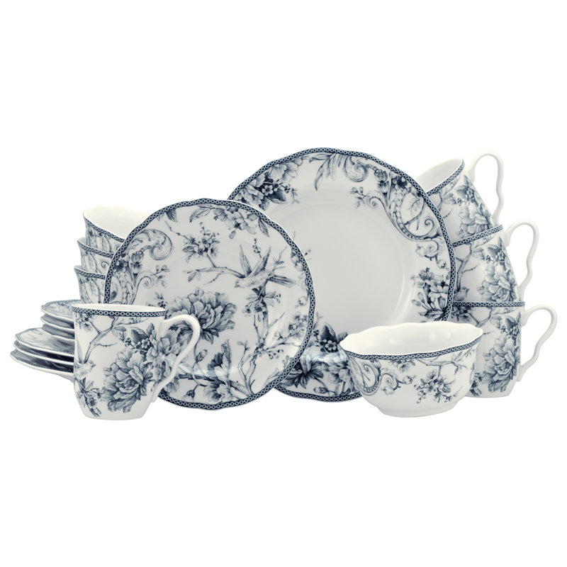 Adelaide Porcelain China Dinnerware Set Piece, Blue/​White