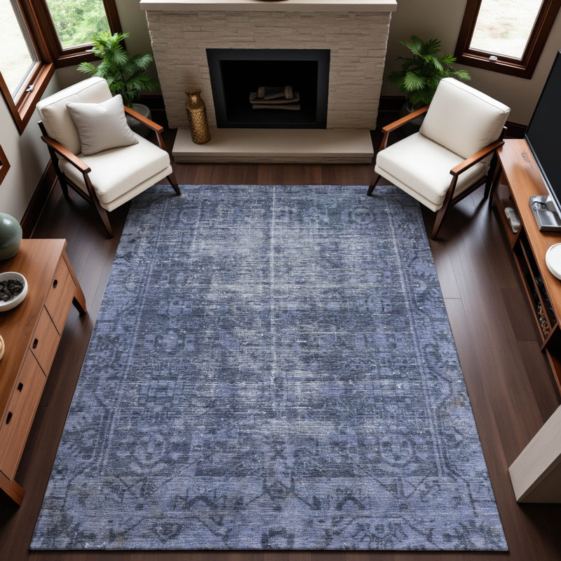 Premium Machine Washable Larock AMF1228 Global Rug, Rectangle 8' x 10'
