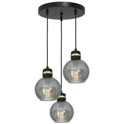 Valletta 3 - Light Black/Gold Sphere Pendant