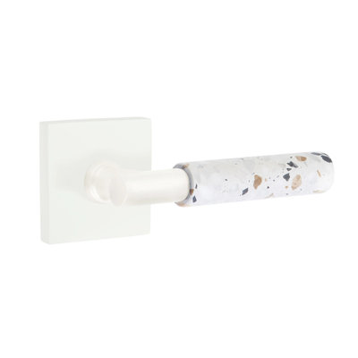 Emtek Select Passage Interior Mortise w/ Square Rosette & T-Bar Stem, Light Terrazzo Lever