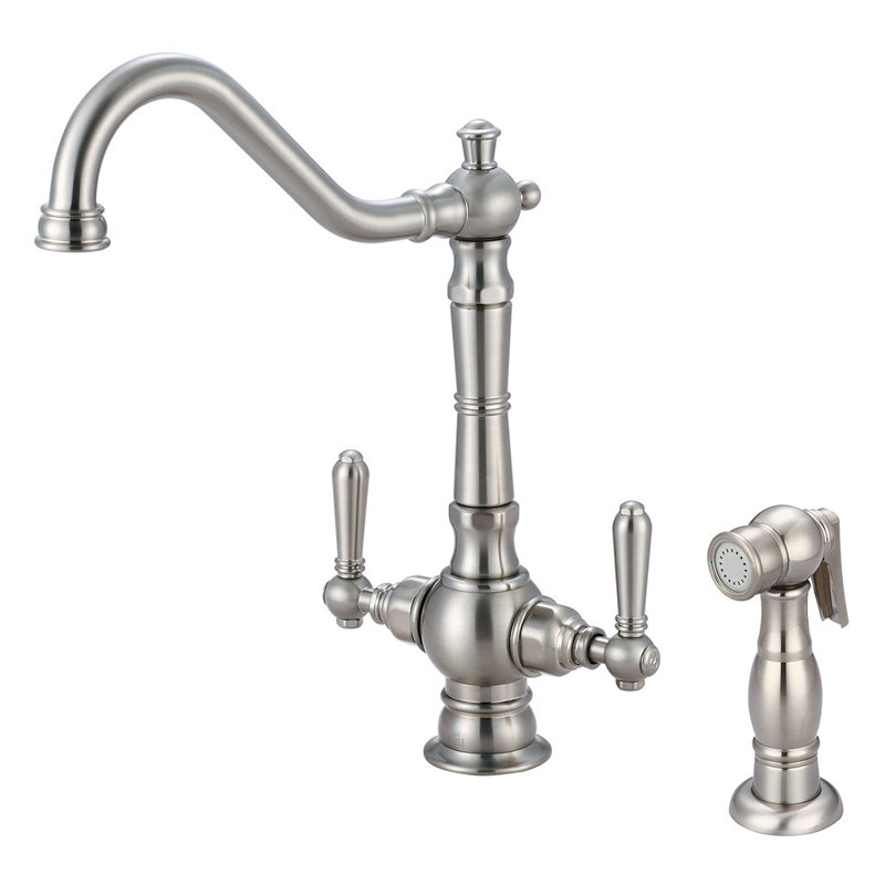 Central Brass Americana Kitchen Faucet with Side Spray, Brushed Nickel