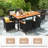 9 Pcs Patio Dining Set For 8 Large Conversation Set W/ Umbrella Hole Seat Cushion