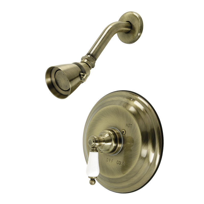 Robinet de douche rétro avec valve brute, Laiton antique