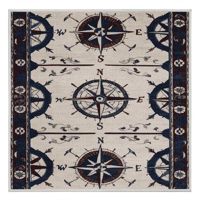 Washable Wind rose designs Nautical Area Rug