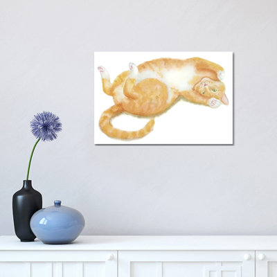 «Lying Orange Cat» par Alexey Dmitetchich Shmyrov - peinture sur toile tendue
