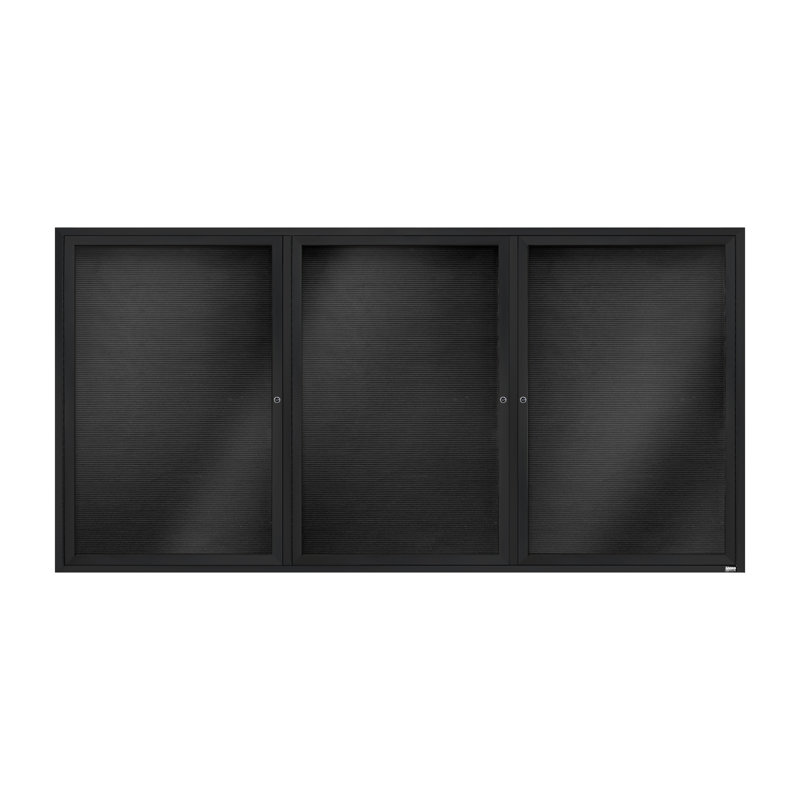 Tableau d'affichage mural fermé pour armoire d'annuaire, Noir thermolaqué, Trois, H 48 po x l 96 po