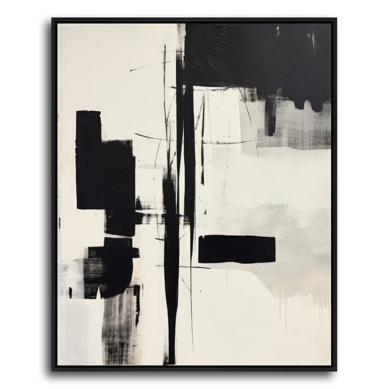 Abstract Print, Black, Floater Framed