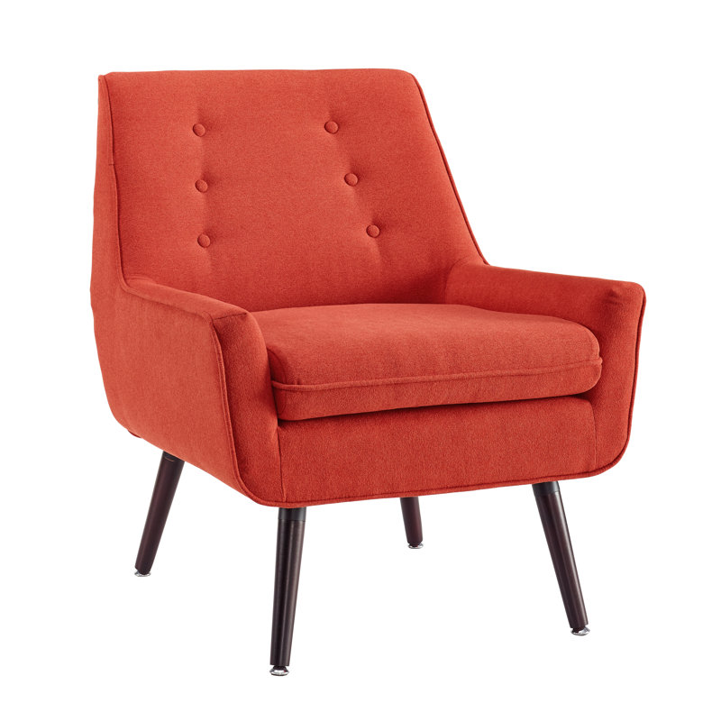 Arreon Flannel Fabric Button Tufted Armchair, Pimento