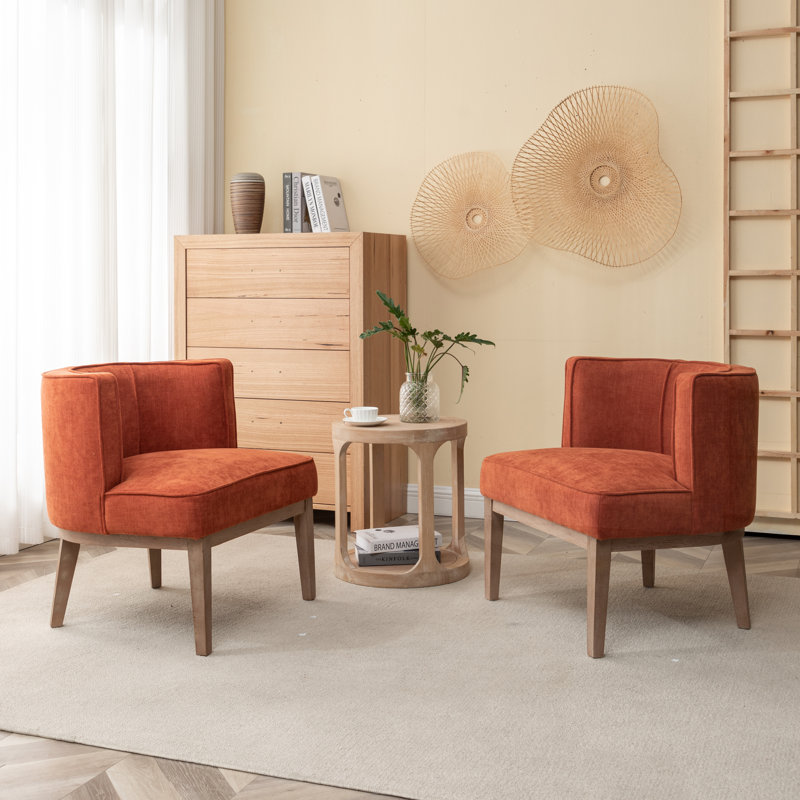 Fauteuil demi-tonneau Karoll, Mélange de polyester orange, 2
