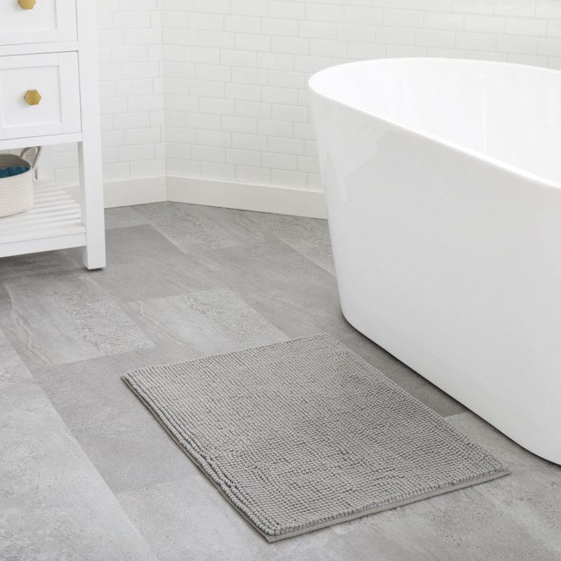 Tapis de bain en chenille, 20 po x 30 po, gris foncé, doux et absorbant