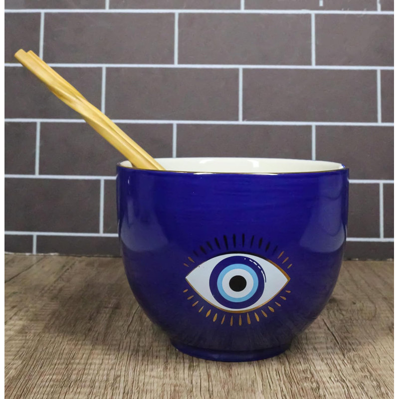 Bol en porcelaine bleu et or avec œillets Mystic Evil Eye of Providence