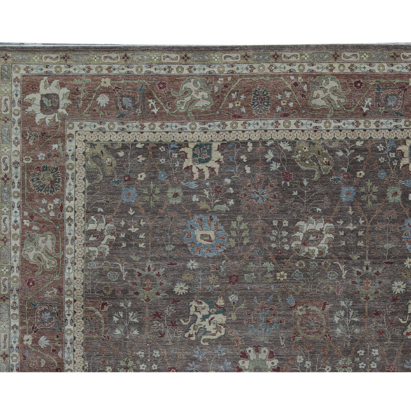 Tapis brun et rouille noué à la main de haute qualité