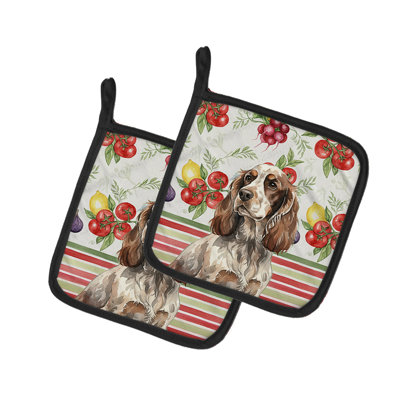 Liver Roan English Cocker Spaniel Vegetables Pair of Pot Holders